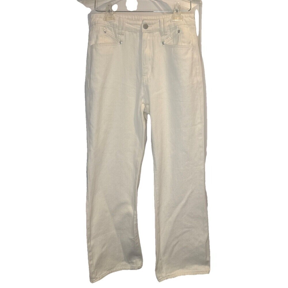 Cider Women’s CREAM High Rise Wide Straight Leg Denim Pants Sz S Spring